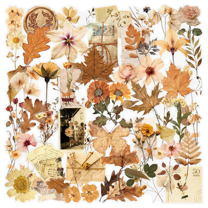 Transparent Flora Scrapbook Stickers Aesthetic Flowers Stickers(50)