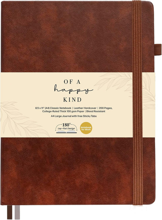 Classic Lined Journal Notebook 8.5x11" A4 Hardcover Leather - Brown Journal
