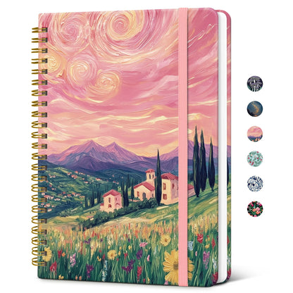 Taja Lined Spiral Journal Notebook for Women, Pretty College Ruled Notebook for Work & Note Taking, A5 Hardcover Journal for Writing, Cute Aesthetic 140 Pages, Butterfly