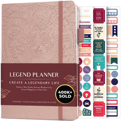Legend Planner Undated, Weekly & Daily Goal Journal, A5 Black
