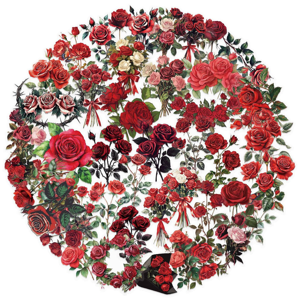 Transparent Flora Scrapbook Stickers Aesthetic Flowers Stickers(50)
