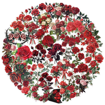 Transparent Flora Scrapbook Stickers Aesthetic Flowers Stickers(50)