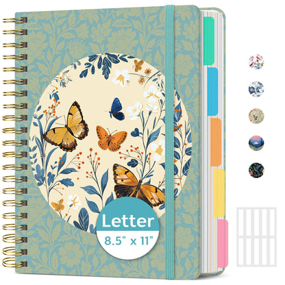 Taja Large Spiral Notebooks for Work 5 Subject with Removable Dividers