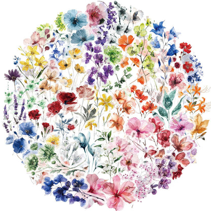 Transparent Flora Scrapbook Stickers Aesthetic Flowers Stickers(50)