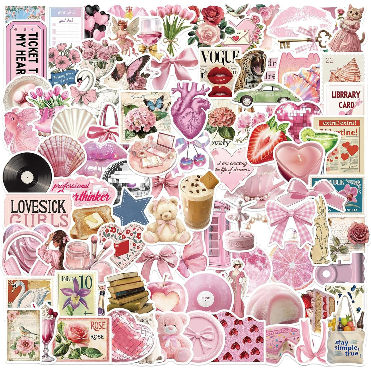 Aesthetic Downtown Girls Stickers Pack Trendy Y2K Stickers(50)