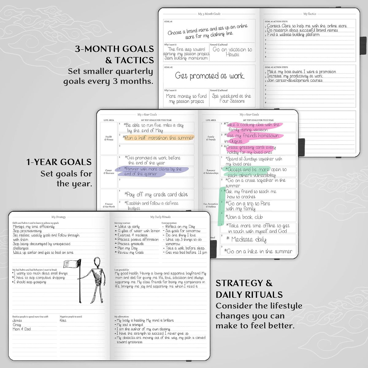 Legend Planner Undated, Weekly & Daily Goal Journal, A5 Black