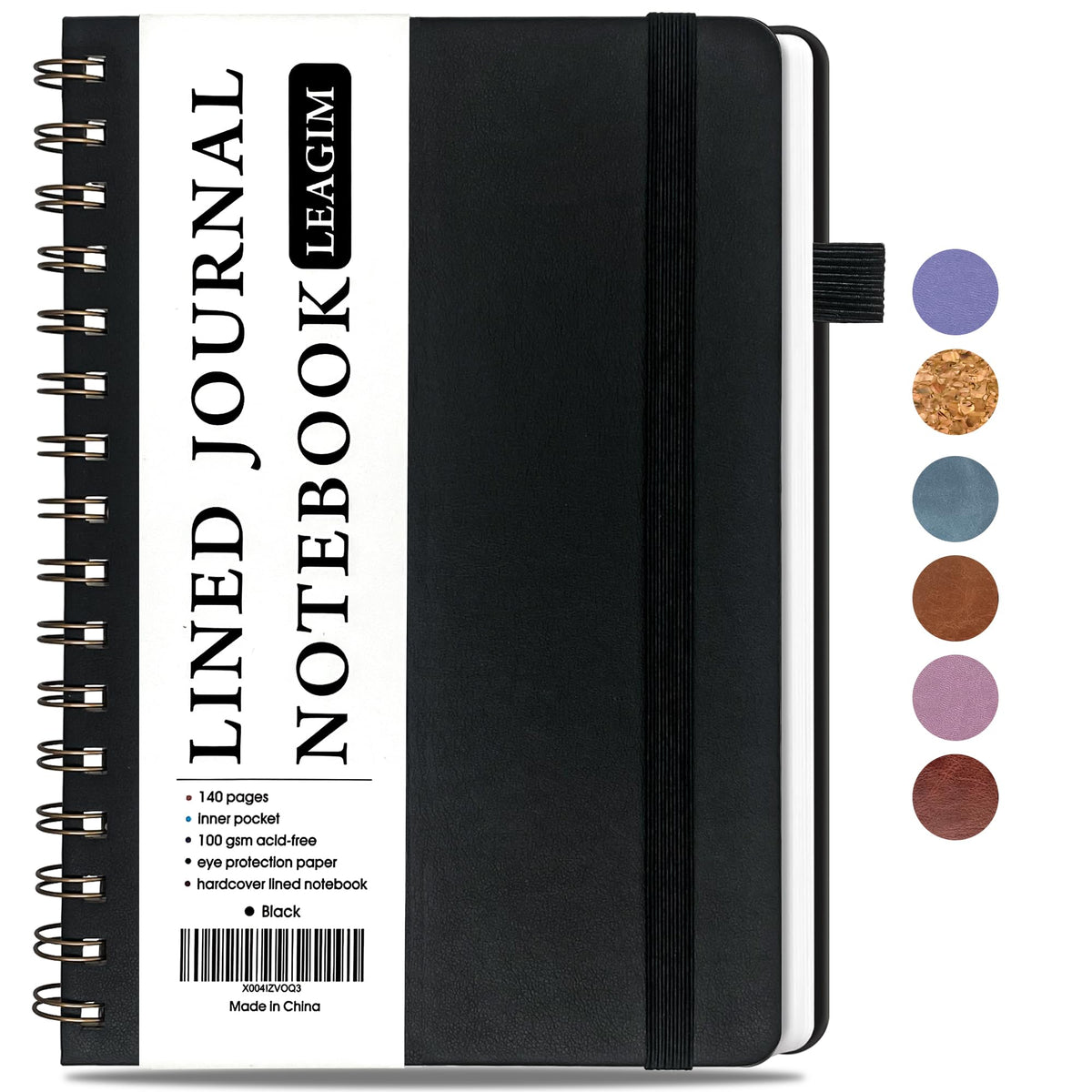 LEAGIM Lined Spiral Journal Notebook for Women & Men, College Ruled Hardcover Notebook for Work & Note Taking, Journals for Writing, 100 GSM, Business, School, 140 Pages, A5(5.8"x8.5") - Brown