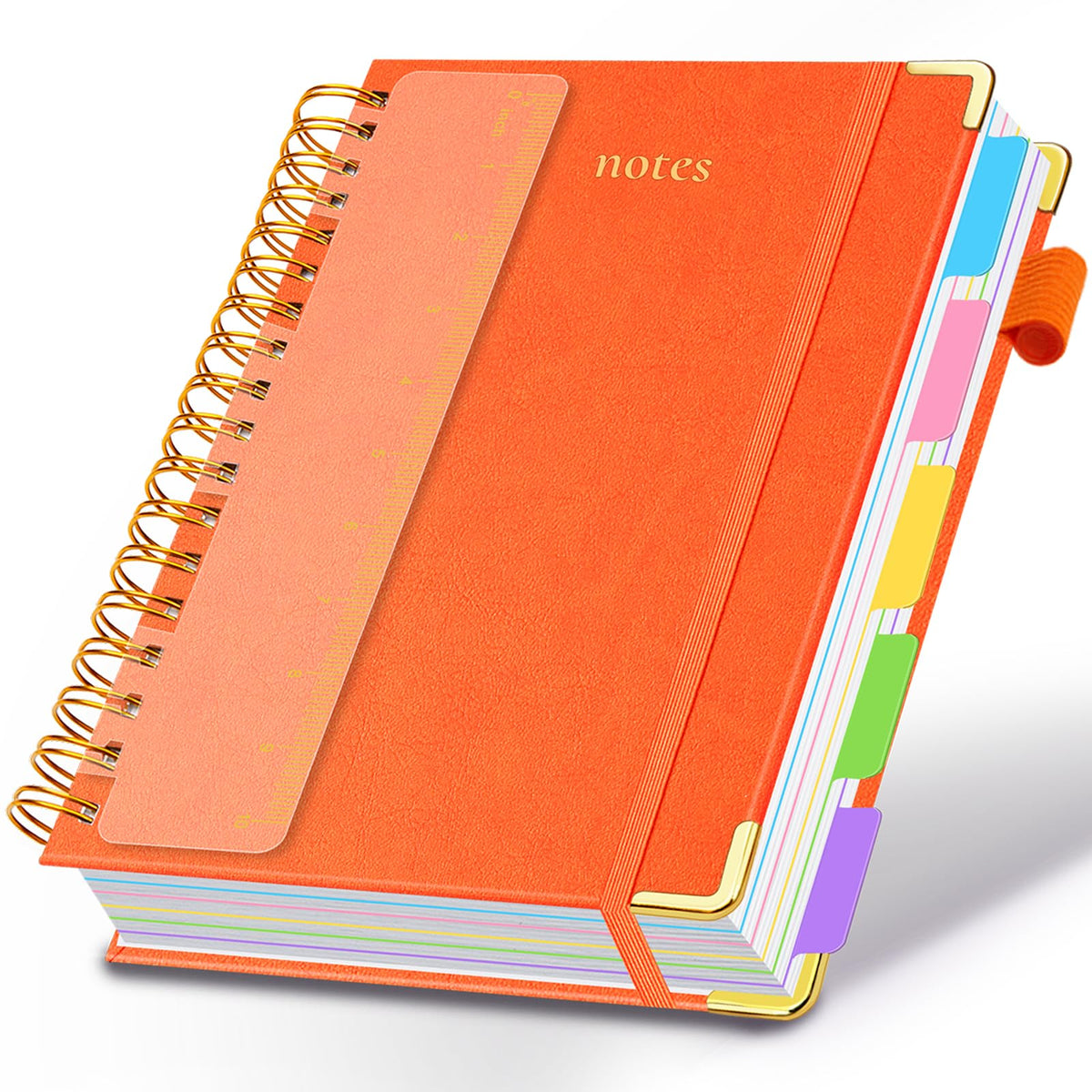 Hardcover Spiral Notebook 8"x10" Journal Notebook with Tabs and Removable Dividers 300 Pages 5 Subject Notebook College Ruled, Faux Leather Spiral Bound Notebook for Women School Work (Blue)