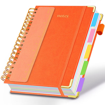 Hardcover Spiral Notebook 8"x10" Journal Notebook with Tabs and Removable Dividers 300 Pages 5 Subject Notebook College Ruled, Faux Leather Spiral Bound Notebook for Women School Work (Blue)