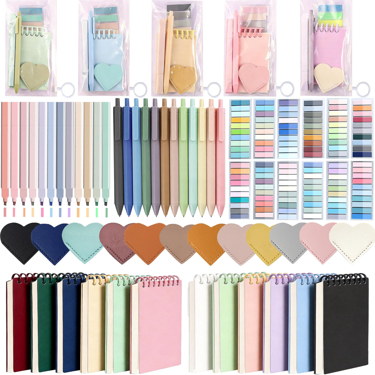 72 Pcs Book Annotation Kit Supplies with Bookmarks Index Tabs Sticky Notes Ballpoint Pen Clear Pull-Ring Bags for Reading Bookish Club Gifts