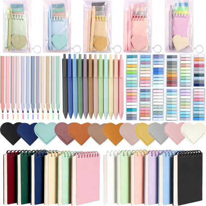 72 Pcs Book Annotation Kit Supplies with Bookmarks Index Tabs Sticky Notes Ballpoint Pen Clear Pull-Ring Bags for Reading Bookish Club Gifts