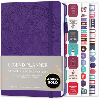 Legend Planner Undated, Weekly & Daily Goal Journal, A5 Black