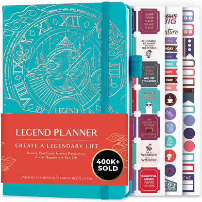 Legend Planner Undated, Weekly & Daily Goal Journal, A5 Black