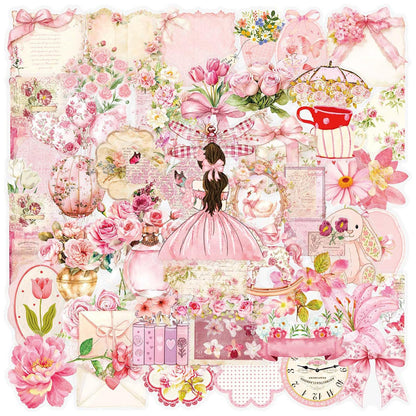 Transparent Flora Scrapbook Stickers Aesthetic Flowers Stickers(50)