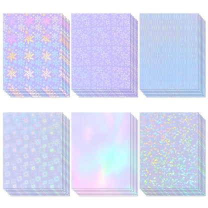 36 Sheets Holographic Laminate Sheets Clear Self Adhesive Sticker Paper