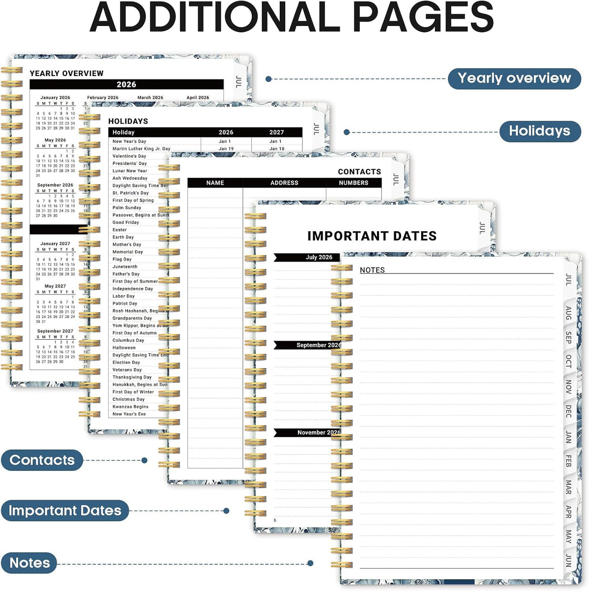Planner 2026-2027, Jul 2026-Jun 2027 Academic Monthly & Weekly Planner
