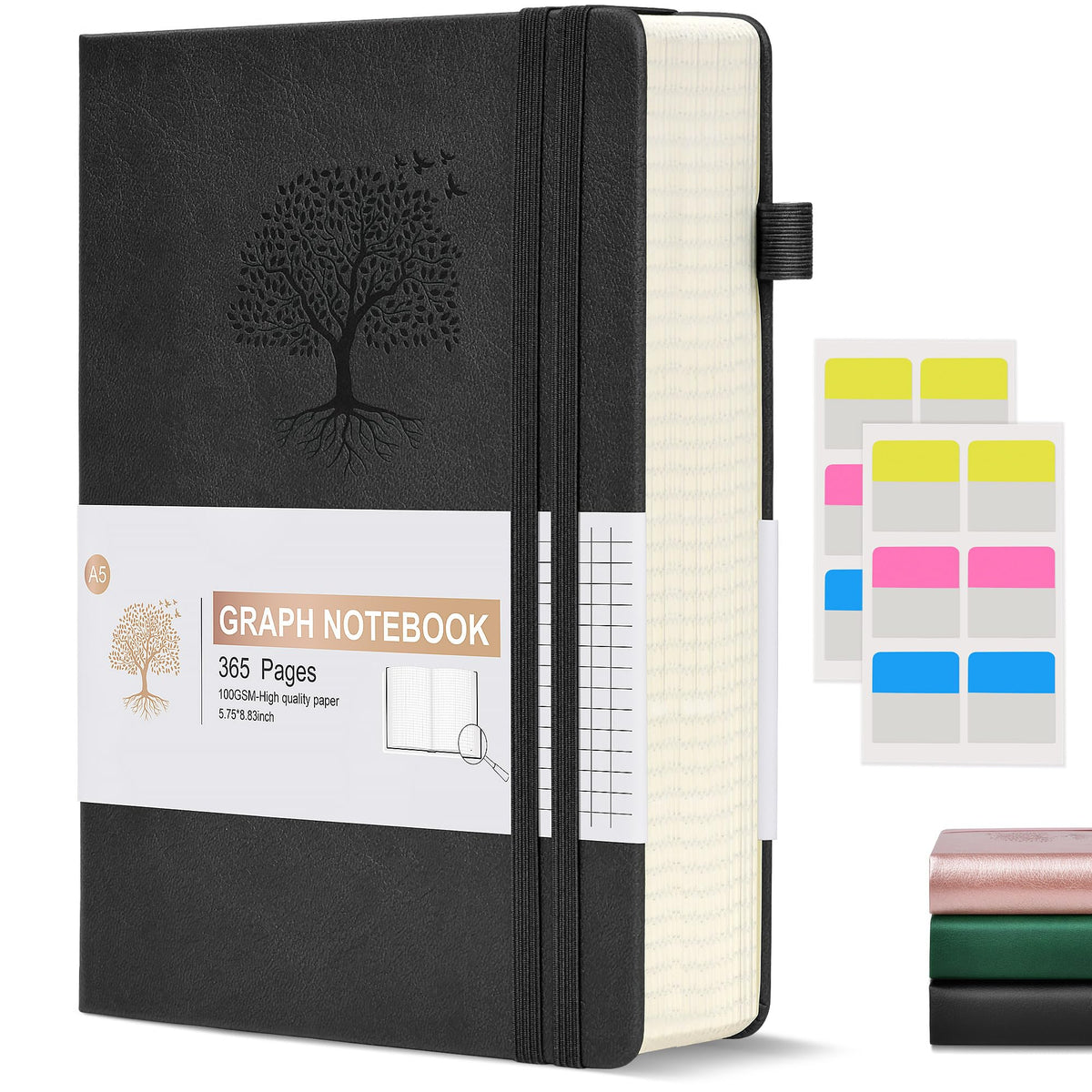 Lined Journal Notebook -365 Pages A5 Thick Journals for Writing Ruled Notebook, Hardcover Leather Journal for Women Men Daily Journal Notebook for Work, Note Taking, 100Gsm Lined Paper( 5.75'' X 8.38'' Green)