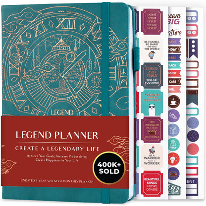 Legend Planner Undated, Weekly & Daily Goal Journal, A5 Black
