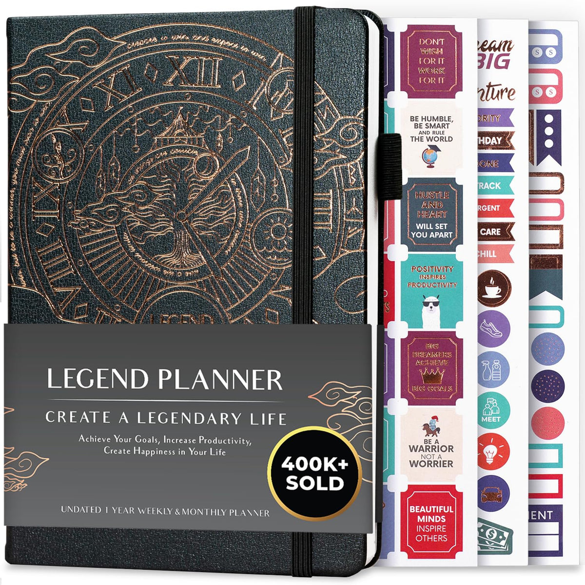 Legend Planner Undated, Weekly & Daily Goal Journal, A5 Black