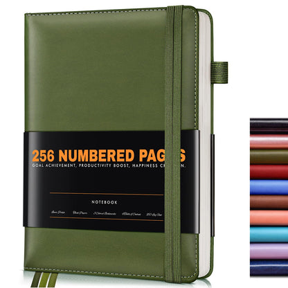 Lined Journal Notebook for Women Men, 256 Numbered Pages Hardcover Leather Journals for Writing, A5 Journaling Notebooks, College Ruled Journal for Business Work School Note Taking 5.75" x 8.38" Brown