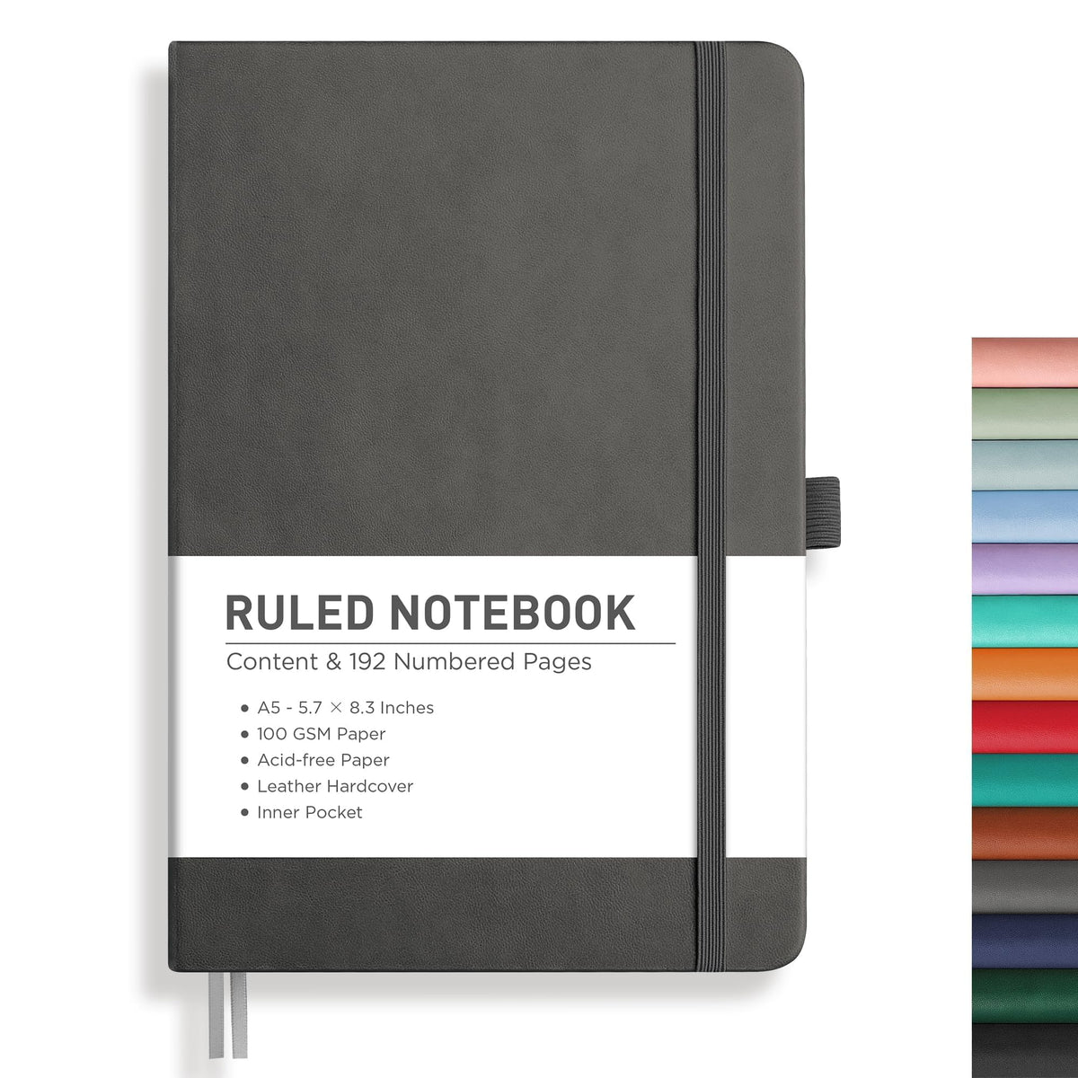 RETTACY Lined Journal Notebook, 192 Numbered Pages, A5 Size (5.7'' x 8.3'')