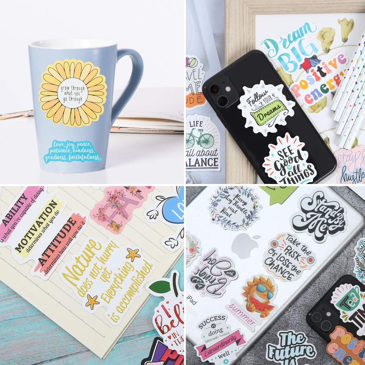 200pcs Motivational Quote Stickers for Women Adults Students Teens