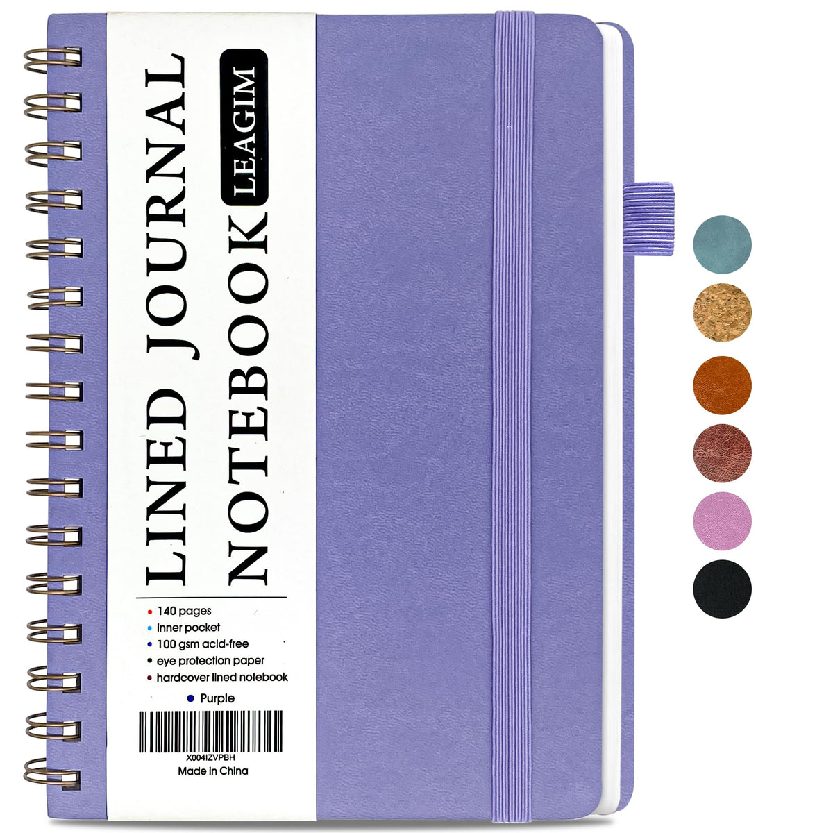 LEAGIM Lined Spiral Journal Notebook for Women & Men, College Ruled Hardcover Notebook for Work & Note Taking, Journals for Writing, 100 GSM, Business, School, 140 Pages, A5(5.8"x8.5") - Brown