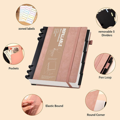 Yoment Refillable Journal Notebooks for Work, Journal for Women Men,Pink
