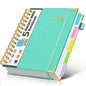 5 Subject Spiral Notebook Journal with Removable Dividers Tabs, 300 Pages Organizer Notebooks for Work School, 8"x10" Hardcover Leather Notebook College Ruled, Large Lined Journal for Women Men,Green