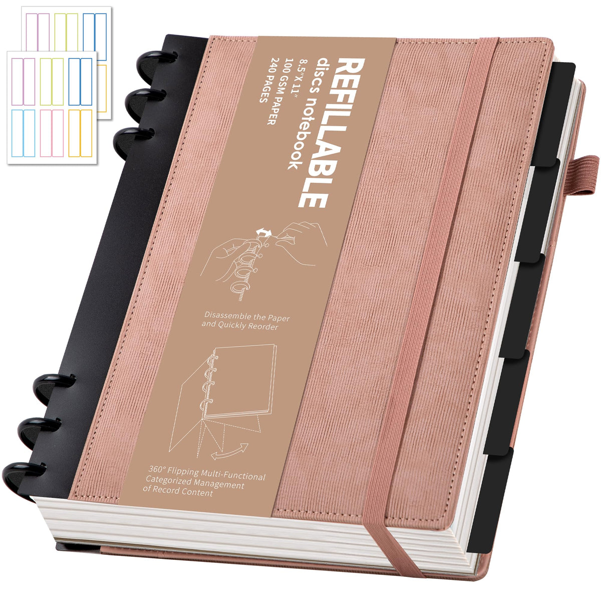 Yoment Refillable Journal Notebooks for Work, Journal for Women Men,Pink