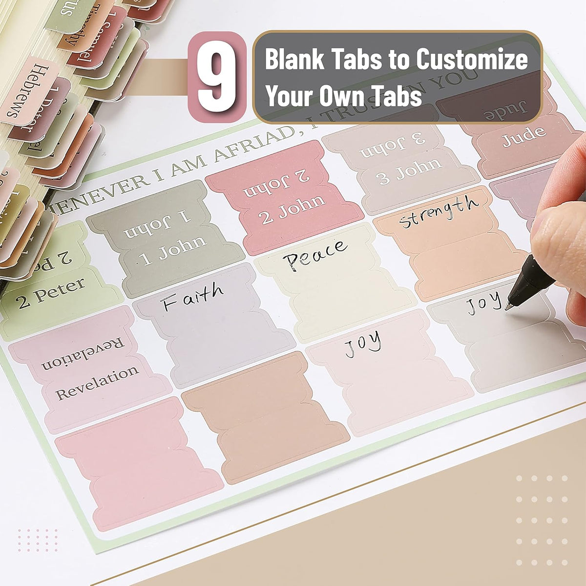 Mr. Pen- Bible Tabs, 75 Tabs, 2 Bookmarks, Boho Style