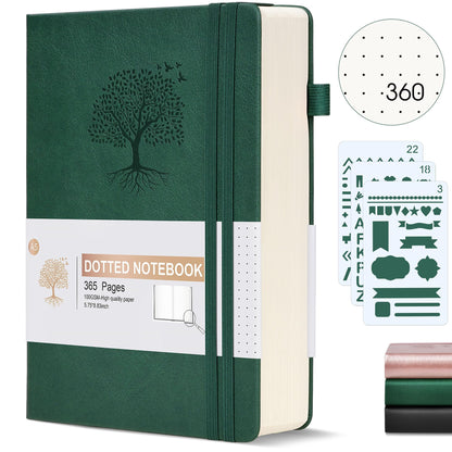 Lined Journal Notebook -365 Pages A5 Thick Journals for Writing Ruled Notebook, Hardcover Leather Journal for Women Men Daily Journal Notebook for Work, Note Taking, 100Gsm Lined Paper( 5.75'' X 8.38'' Green)