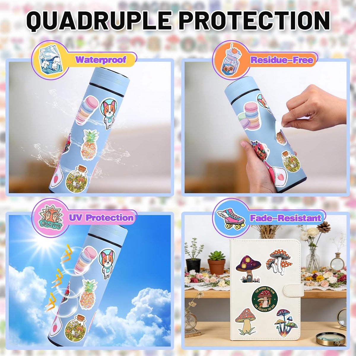 Arme Cute Stickers Bulk, Waterproof Stickers for Water Bottles Pack 600PCS