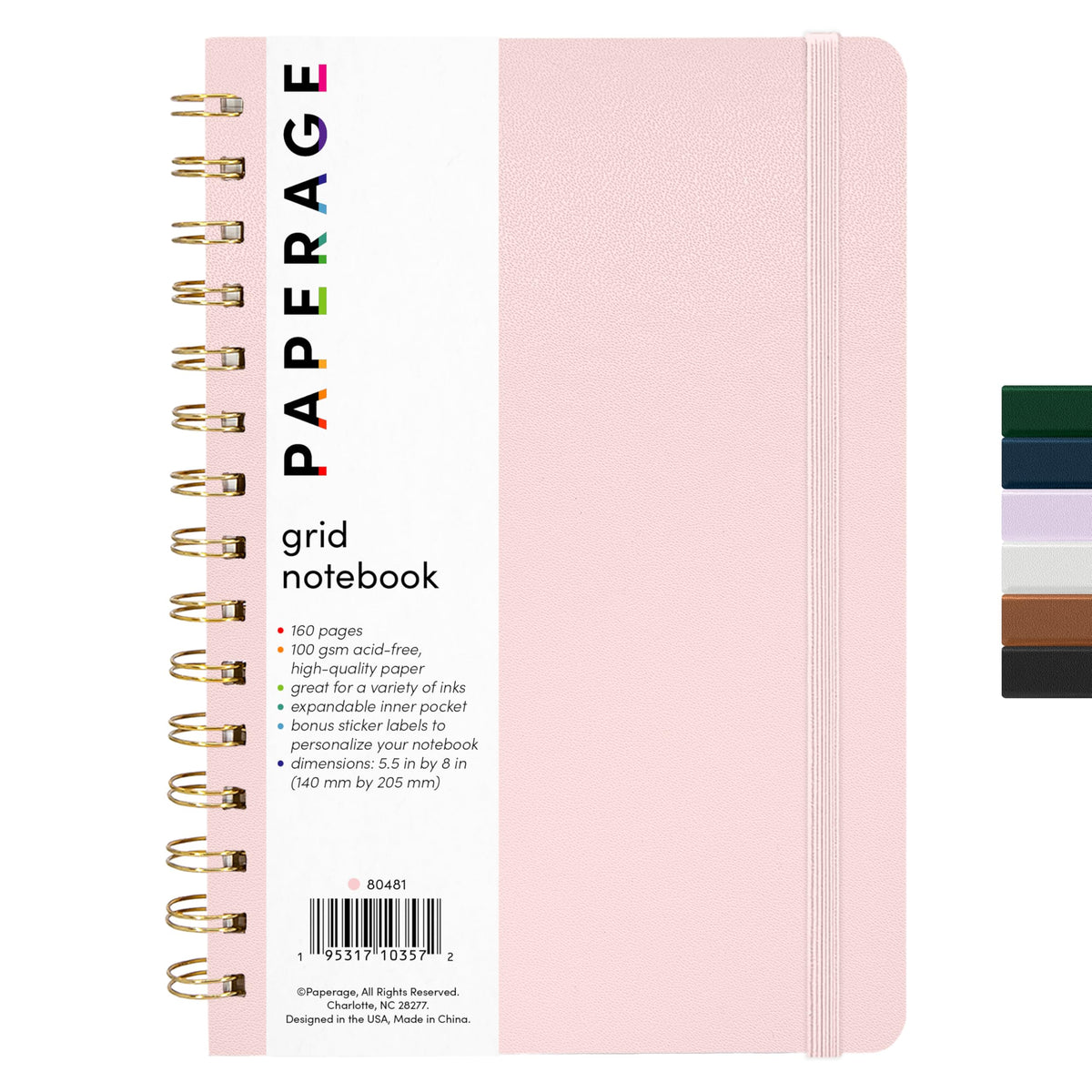 PAPERAGE Lined Spiral Journal Notebook, (Whimsical Garden), 160 Pages, Hardcover Journal for Women & Men, Medium 5.5 in x 8 in - 100 GSM, Thick Paper, Spiral Notebook for Work, School & Journaling