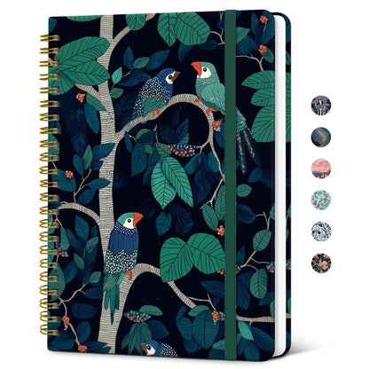 Taja Lined Spiral Journal Notebook for Women, Pretty College Ruled Notebook for Work & Note Taking, A5 Hardcover Journal for Writing, Cute Aesthetic 140 Pages, Butterfly