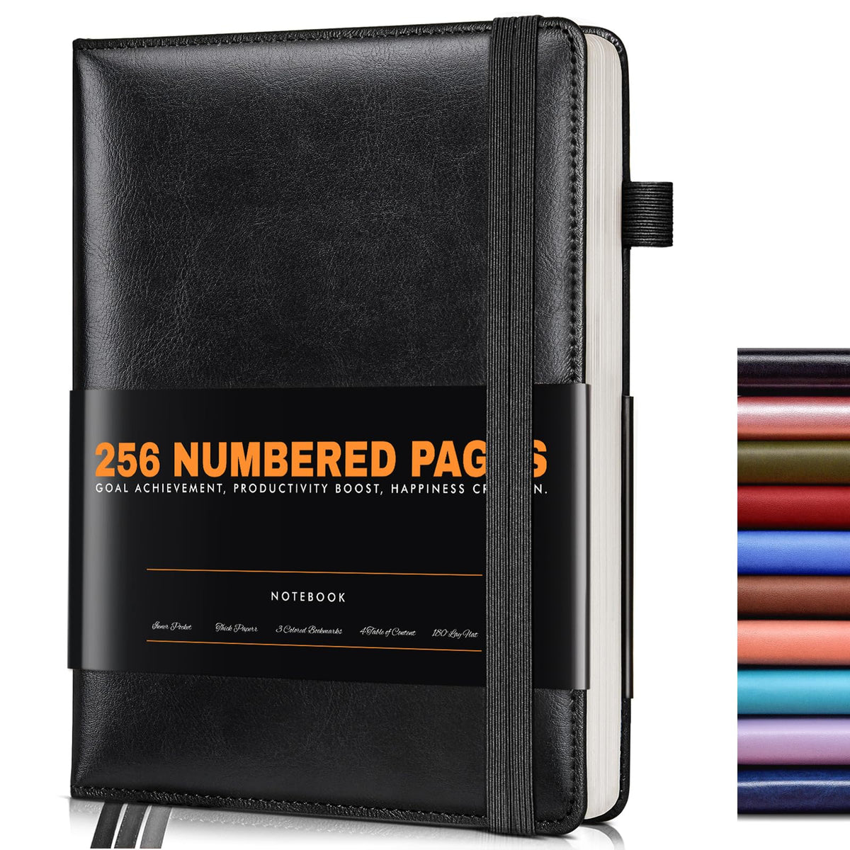 Lined Journal Notebook for Women Men, 256 Numbered Pages Hardcover Leather Journals for Writing, A5 Journaling Notebooks, College Ruled Journal for Business Work School Note Taking 5.75" x 8.38" Brown