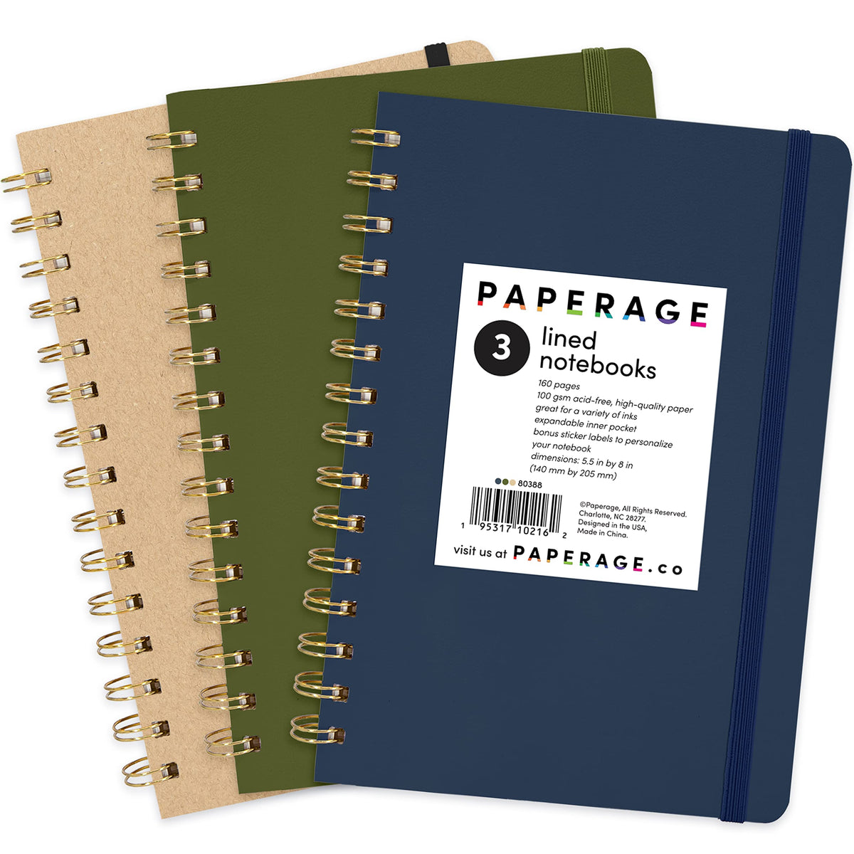 PAPERAGE Lined Spiral Journal Notebook, (Whimsical Garden), 160 Pages, Hardcover Journal for Women & Men, Medium 5.5 in x 8 in - 100 GSM, Thick Paper, Spiral Notebook for Work, School & Journaling