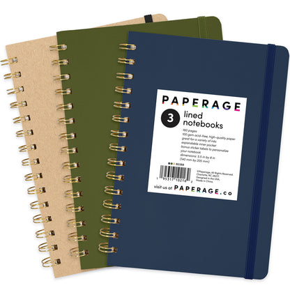 PAPERAGE Lined Spiral Journal Notebook, (Whimsical Garden), 160 Pages, Hardcover Journal for Women & Men, Medium 5.5 in x 8 in - 100 GSM, Thick Paper, Spiral Notebook for Work, School & Journaling