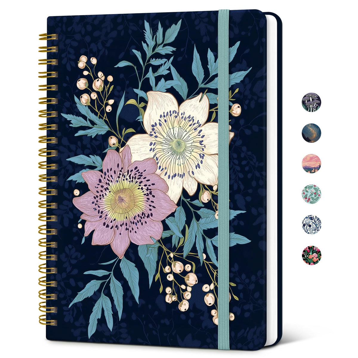 Taja Lined Spiral Journal Notebook for Women, Pretty College Ruled Notebook for Work & Note Taking, A5 Hardcover Journal for Writing, Cute Aesthetic 140 Pages, Butterfly