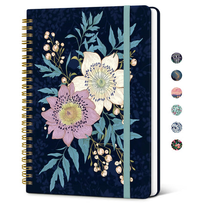 Taja Lined Spiral Journal Notebook for Women, Pretty College Ruled Notebook for Work & Note Taking, A5 Hardcover Journal for Writing, Cute Aesthetic 140 Pages, Butterfly