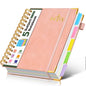 5 Subject Spiral Notebook Journal with Removable Dividers Tabs, 300 Pages Organizer Notebooks for Work School, 8"x10" Hardcover Leather Notebook College Ruled, Large Lined Journal for Women Men,Green