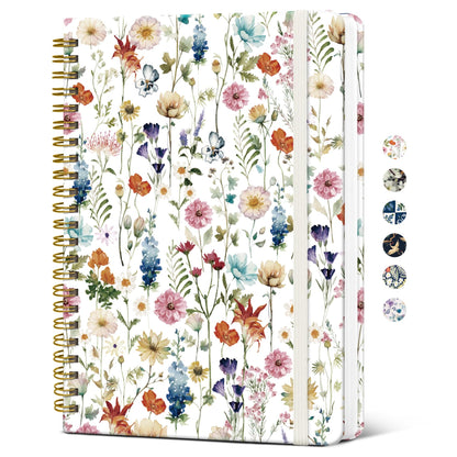 Taja Spiral Lined Journal for Women, Pretty Hardcover Journal Notebook, A5