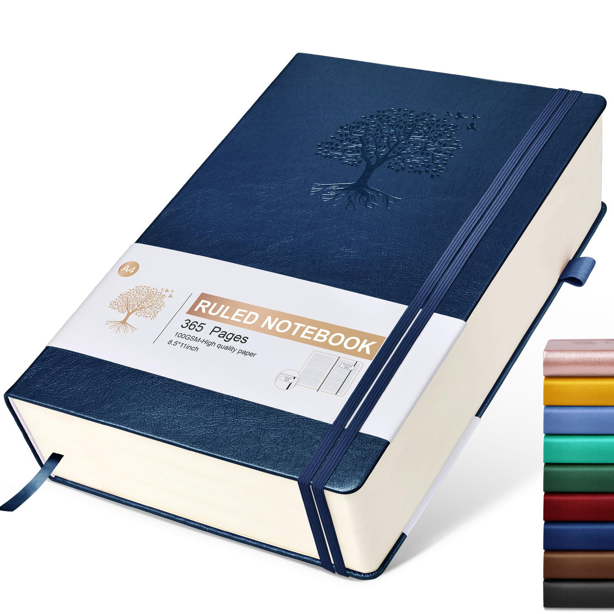 Lined Journal Notebook -365 Pages A5 Thick Journals for Writing Ruled Notebook, Hardcover Leather Journal for Women Men Daily Journal Notebook for Work, Note Taking, 100Gsm Lined Paper( 5.75'' X 8.38'' Green)