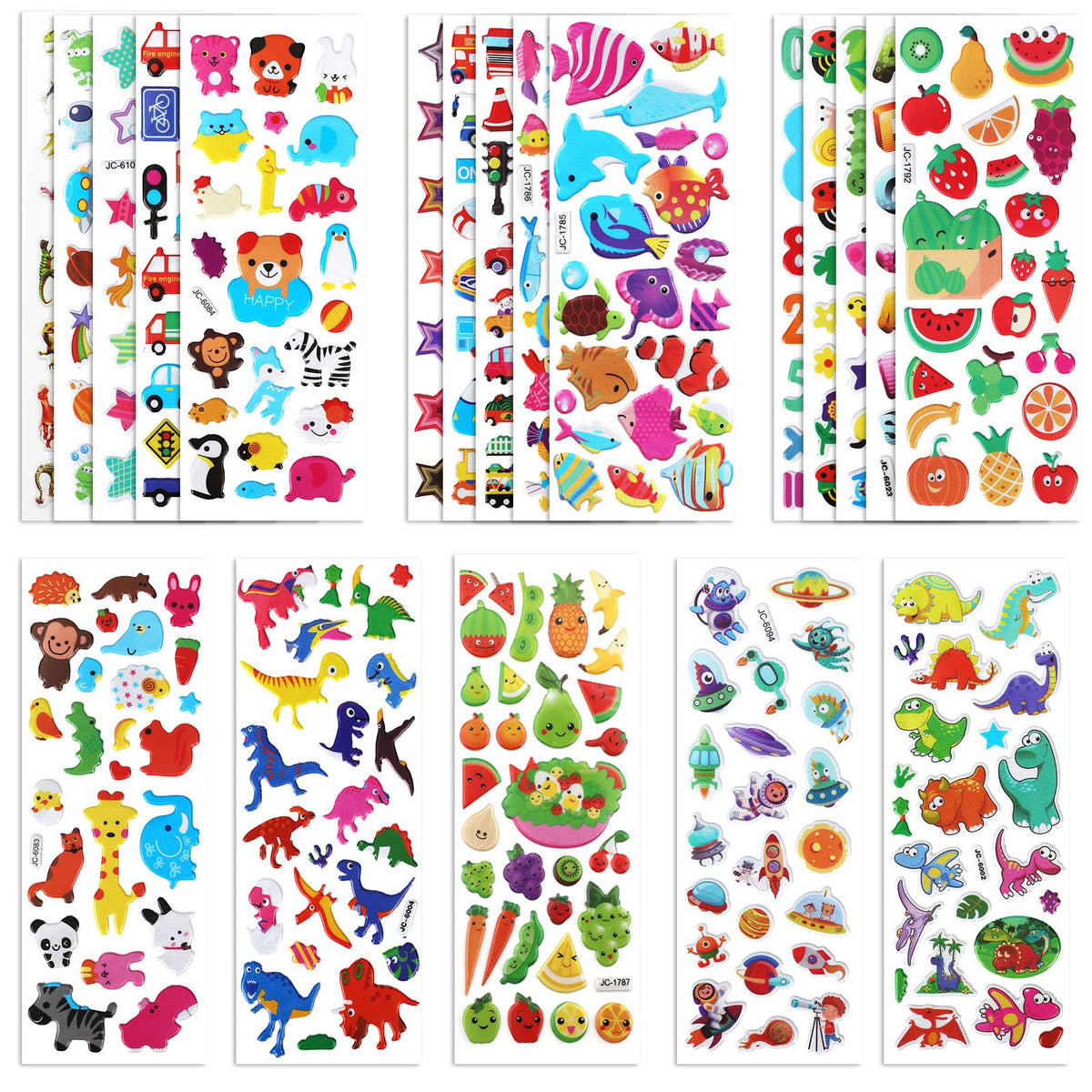 Puffy 3D Sticker for Kid & Toddler 500+ Variety Pack Cute Scrapbook Sticker