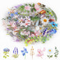 160Pcs Natural Flower Stickers for Scrapbooking,Self-Adhesive Transparent Flower Stickers Scrapbook Supplies Journaling Supplies for Adult Card Making Letters DIY Water Bottle Cards Decoration