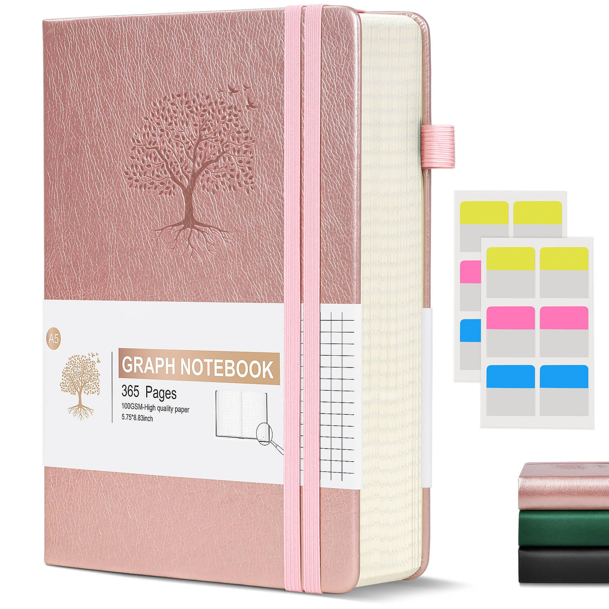 Lined Journal Notebook -365 Pages A5 Thick Journals for Writing Ruled Notebook, Hardcover Leather Journal for Women Men Daily Journal Notebook for Work, Note Taking, 100Gsm Lined Paper( 5.75'' X 8.38'' Green)