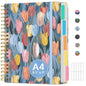 Taja Pretty Large Spiral Lined Notebook for Work with 5 Removable Dividers