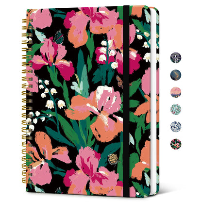 Taja Lined Spiral Journal Notebook for Women, Pretty College Ruled Notebook for Work & Note Taking, A5 Hardcover Journal for Writing, Cute Aesthetic 140 Pages, Butterfly