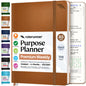 Roterunner Purpose Planner Notebook A5 5.8”x8.3” Undated 2026 Daily Weekly and Monthly Productivity Goal Setting Tool for Work Home ADHD Planner for Adults Self Care Journal (Tan Hardcover)