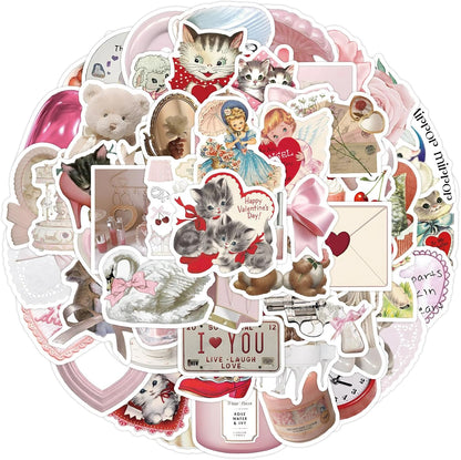 60pcs Coquette Stickers Cute Vinyl Laptop Stickers, Waterproof Aesthetic Stickers, Pink Sticker Pack for Girls Water Bottles Laptop Computer Phone Guitar (60 Coquette Stickers)